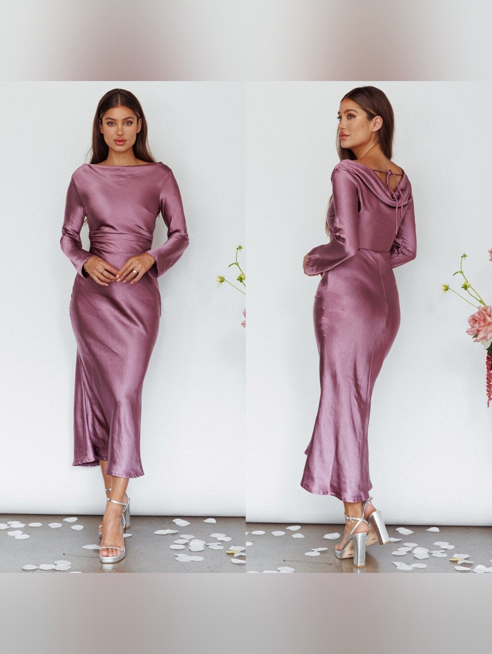 Selfie Leslie Loveland Cowl Back Midi Dress Grape S Wedding Party Formal Prom